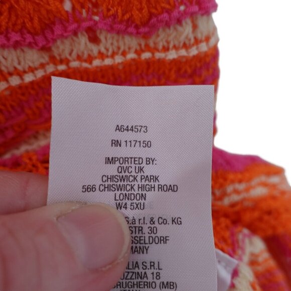 Belle by Kim Gravel Summer Boho Pointelle Stripe Sweater Sz 3X Orange Knit - Picture 15 of 15